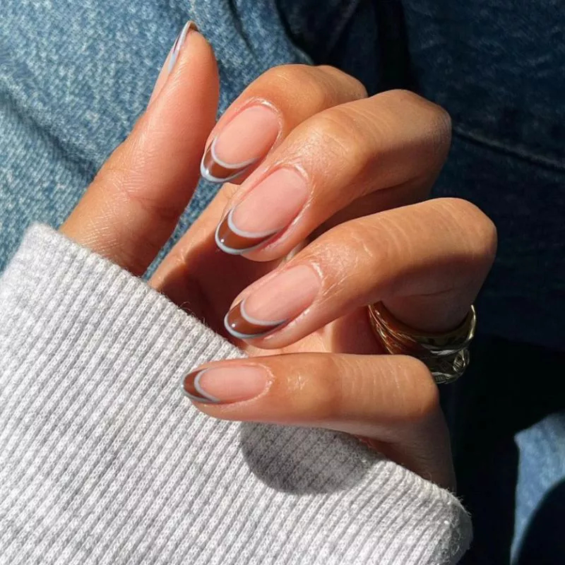 مدل ناخن فرنچ قهوه ای