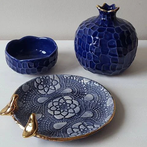 ظروف دکوری سفالی رنگی و طرح دار
