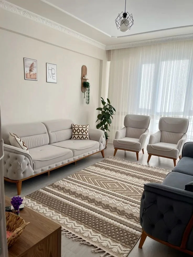چیدمان پذیرایی مستطیل باریک