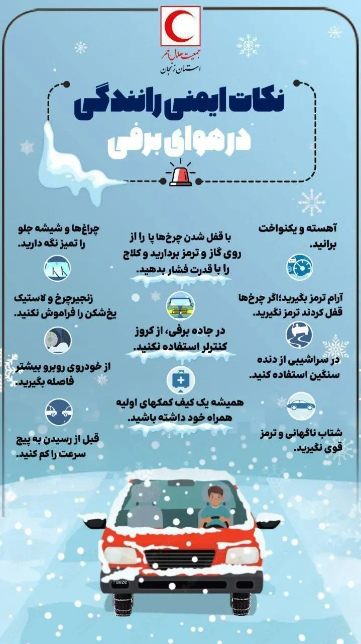 نکات ایمنی رانندگی در هوای برفی