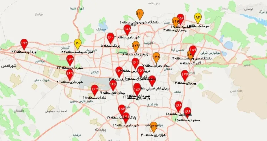 آلودگی هوای تهران , شهر تهران , کیفیت هوای تهران , 
