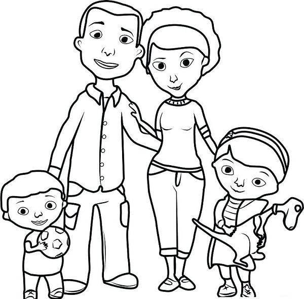 نقاشی خانواده خوشبخت برای رنگ آمیزی