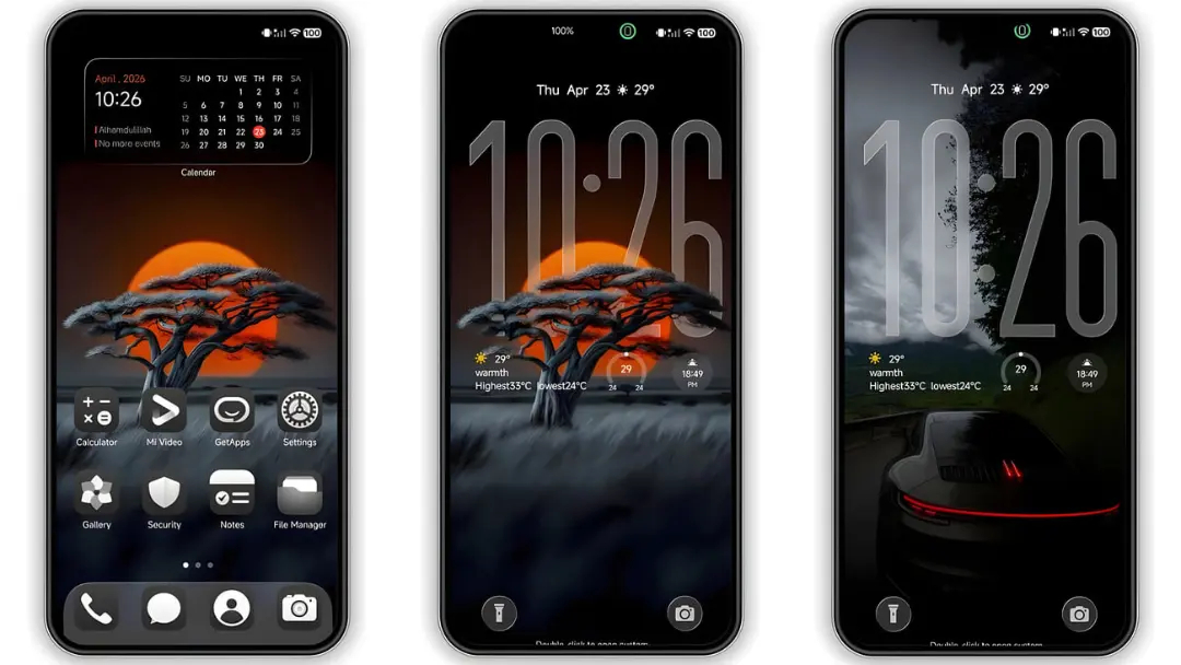 مجموعه تم‌های مختلف گوشی شیائومی (Xiaomi) با تم جذاب Dark HOS3