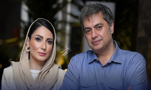 استایل نیمه رسمی سمیرا حسن‌پور و همسرش سامان سالور در مراسم ناصر تقوایی