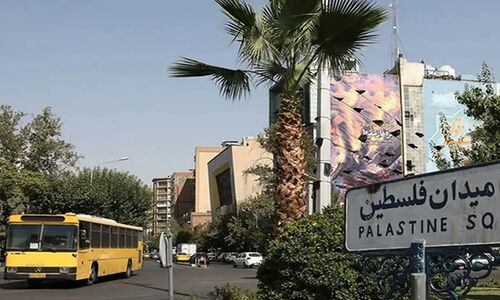 دیوارنگاره تازه میدان فلسطین پس از توییت اخیر علی لاریجانی